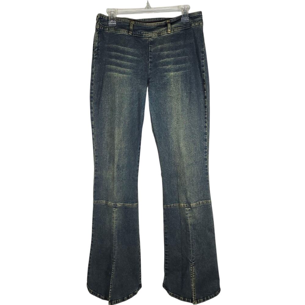 VTG YMI UBU Jeans 32x32 (JR 13) Split Hem Flare Leg Jeans Y2K Pocketless Stretch